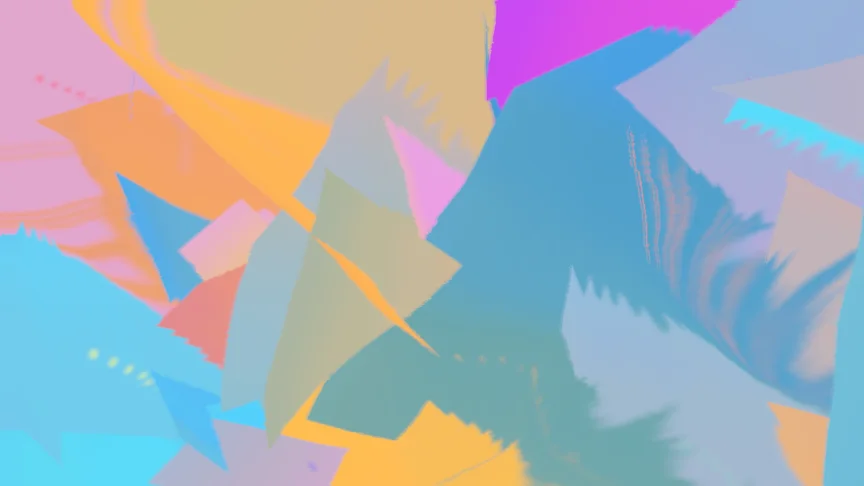 Vibrant shards paint themselves upon the void.